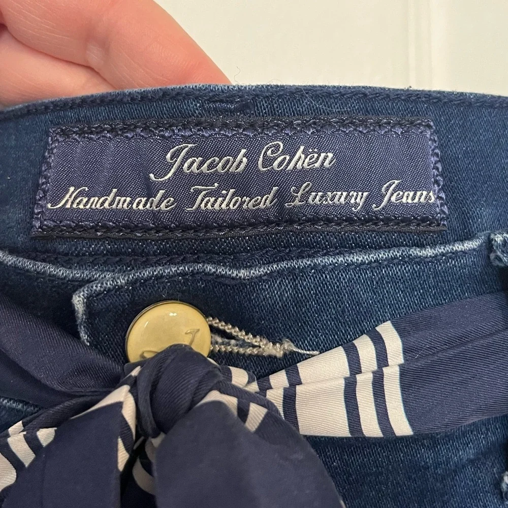 Jacob Cohen Women's Dark Blue Skinny Jeans with Striped Tie Belt - Picture 3 of 16